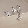 3PCS Fashion Gold Plated Chain Zircon Hanging Earrings Set for Women Stainless Steel Punk Flower Dangle Earring Piercing Jewelry