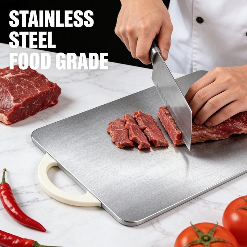 Stainless Steel Dual-Sided Cutting Board Chopping Board Kitchen Easy to Clean Food Grade Hanging Holes Kitchen Cutting Board