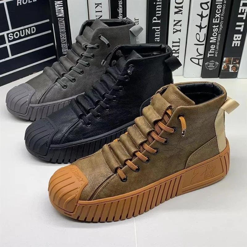 Autumn and Winter Men Boots Increased Boots Lace-up Casual Shoes Board Shoes Outdoor Boot British Style New
