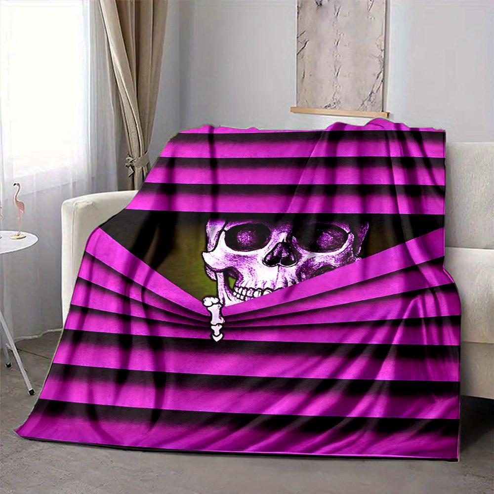 1pc Skull, Bone Blanket, Lightweight Flannel Throw For Sofa, Bed, Travel, Camping, Livingroom, Office, Couch, Chair