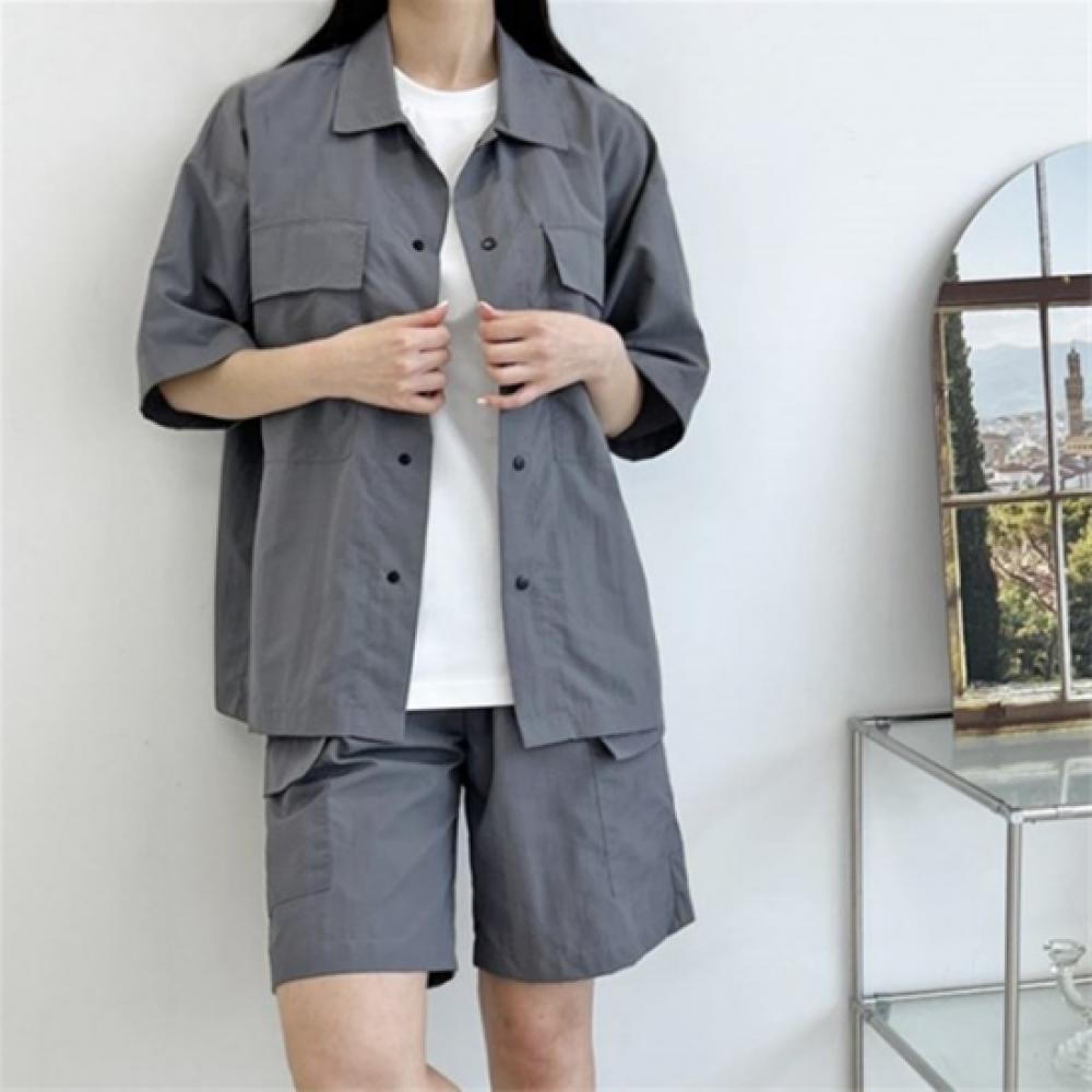 New Arrivals Open Run Women Loose Fit Pocket Style Short Sleeve Shirt And Shorts