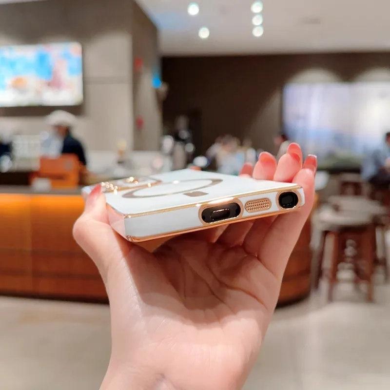 Luksus Trådløs Lading Magnetisk Telefonveske For Samsung S21 S22 S23 Ultra Plus Magsafe Støtfanger Støtsikkert mykt deksel