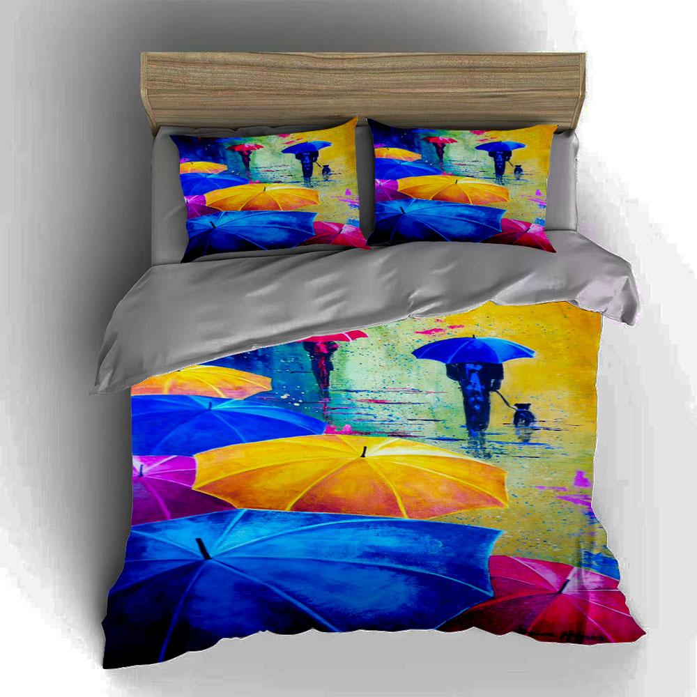 Colorful umbrella silhouettes. Bedding Duvet cover sets Duvet covers Pillowcases gifts (1 * Duvet Cover 2 * Pillowcases, without duvet insert)