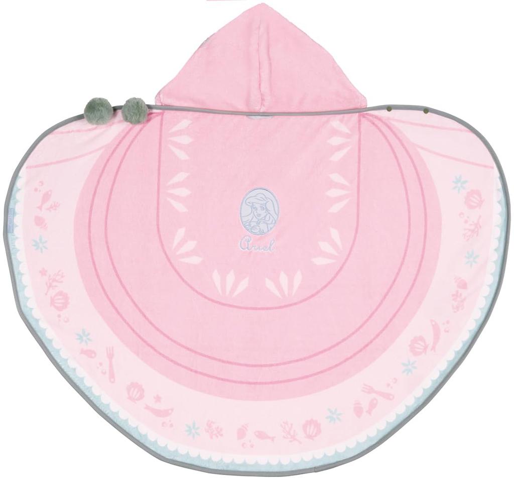 Skater Hooded Bath 108cm x Water Quick Disney Princess Ariel BPO1 Poncho, 92cm, Absorbent, Drying,