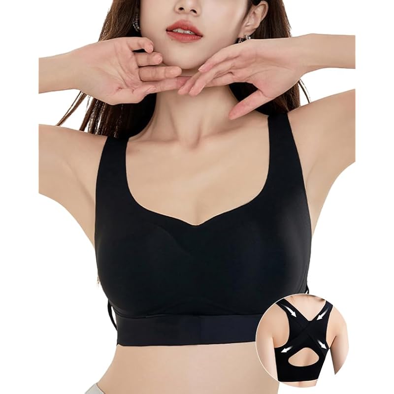 

[veimia] Wireless Bra Front Hook Bra [Front Hook Type/Instant Cleavage Makeup] Seamless Bra Large Size Front hook correction bra armpit height design