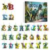 Einzigartiges Dinosaurier-Geschenk für Jungen Mädchen 26 Buchstaben Cartoon Adventskalender, 2D Acryl Dino Figuren Kalender Weihnachtsdekorationen, 24 Tage Countdown