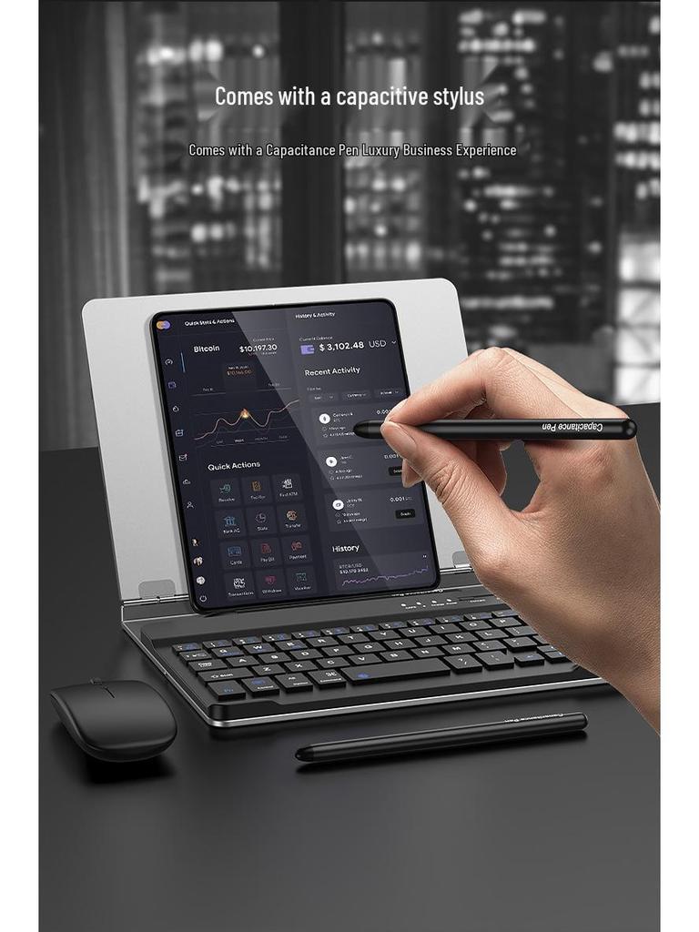 Huawei Mate Xs2 Tablet ve Telefonlar için Dokunmatik Kalemli ve Fareli GKK Kablosuz Klavye Seti