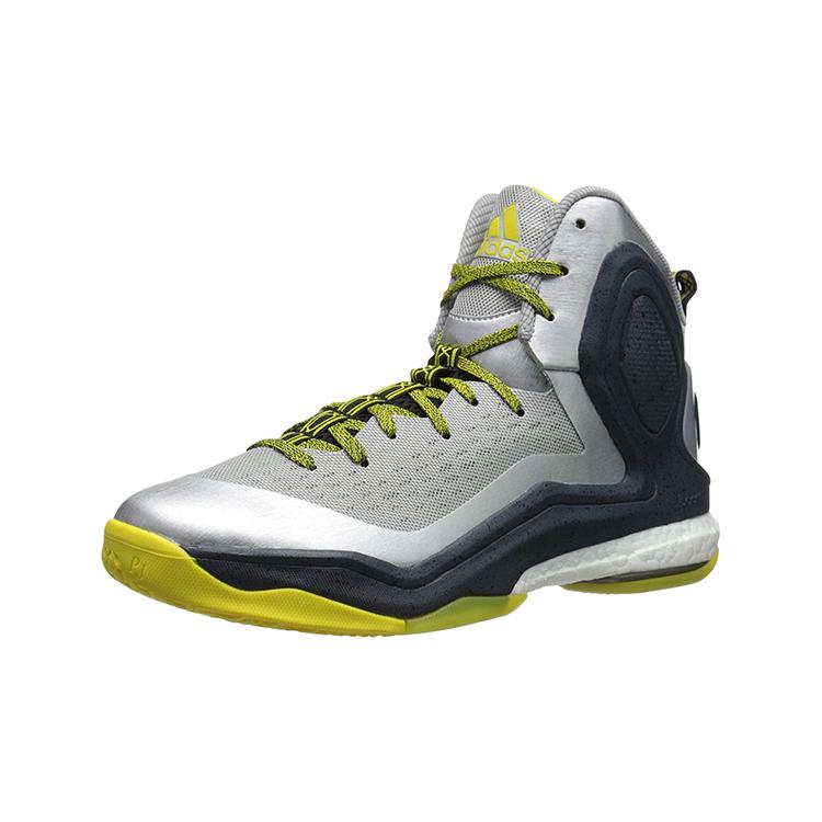 Adidas D Rose 5 Slip Resistant Coverage High Top Basketball Shoes Men's Silver Black