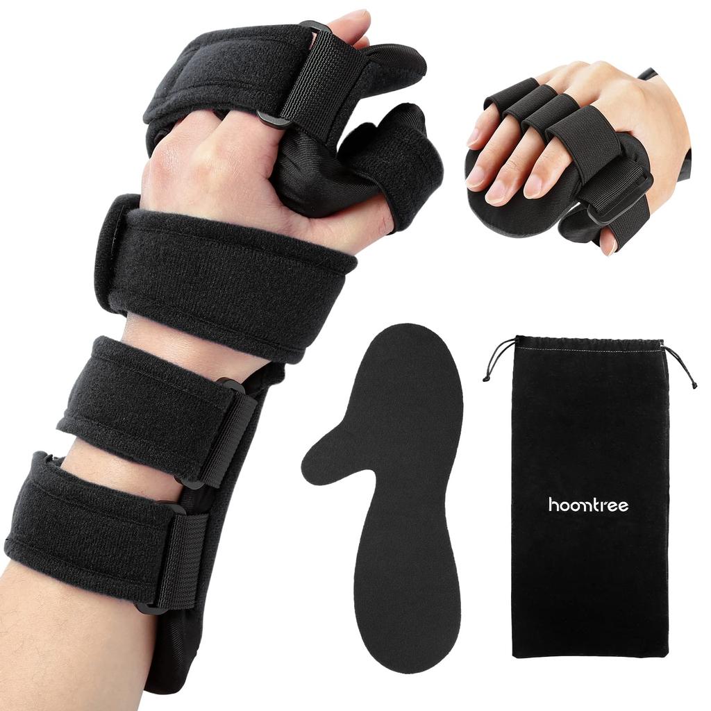 Stroke Hand Night Immobilizer Wrist Finger Wrist Finger Resting Hand Splint For Carpal Tunnel Pain Splint, Brace, Brace, - (Left, Black)