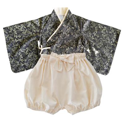 SLINX Baby Kimono Romper with Hakama for Girls and Boys, Perfect for Shrine Visits, 100th Day Celebrations, and First Festivals, HF021 (70, Khaki)