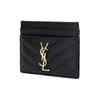 SAINT LAURENT YSL CASSANDRE metal logo quilted surface stitch grain embossed cowhide leather card holder card bag regular female black