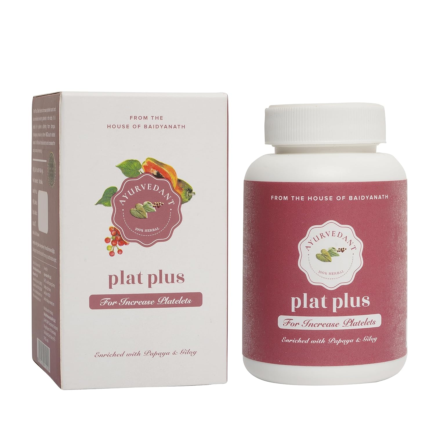 

Baidyanath Plat Plus Herbal Tablets For Immune Support And Platelet Health With Giloy Papaya Tulsi Natural Wellness 30 Tablets