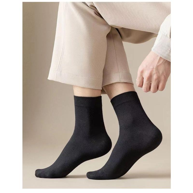 Men's Spring and Summer New Style Leisure Business Solid Color Breathable Sweat Absorbent Tube Cotton Socks