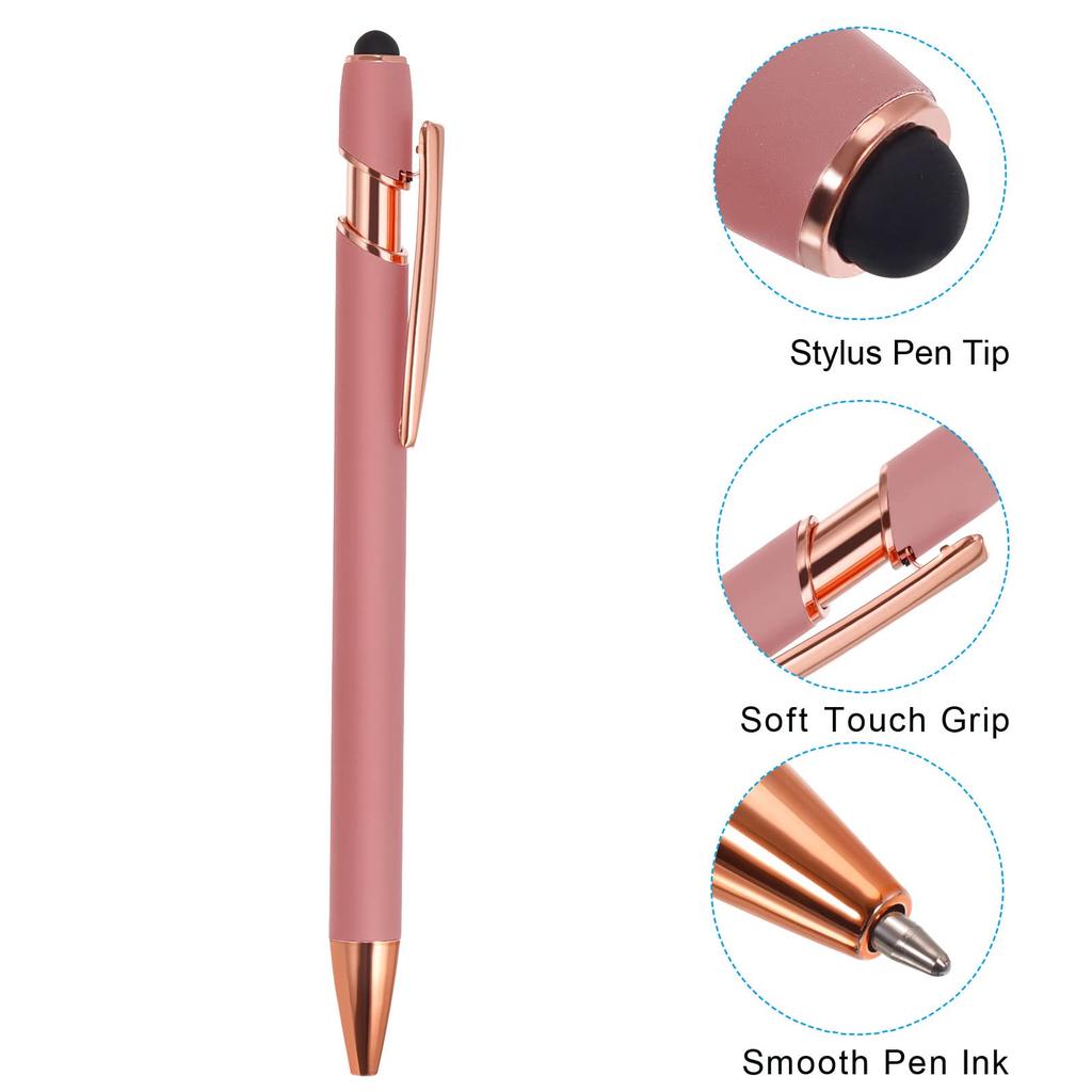PATIKIL Ballpoint Stylus Fountain Stylus Black Medium for Style Rose Pack of 12 Pen, Pen, 2-in-1 Tip, Ink, 1.0mm Point, Touchscreens, 2, Gold,