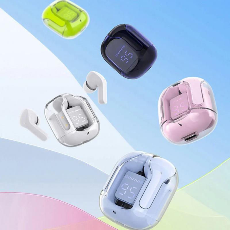 Air31 Bluetooth 5.3 TWS In-Ear Headphones with Transparent Case and Digital Display