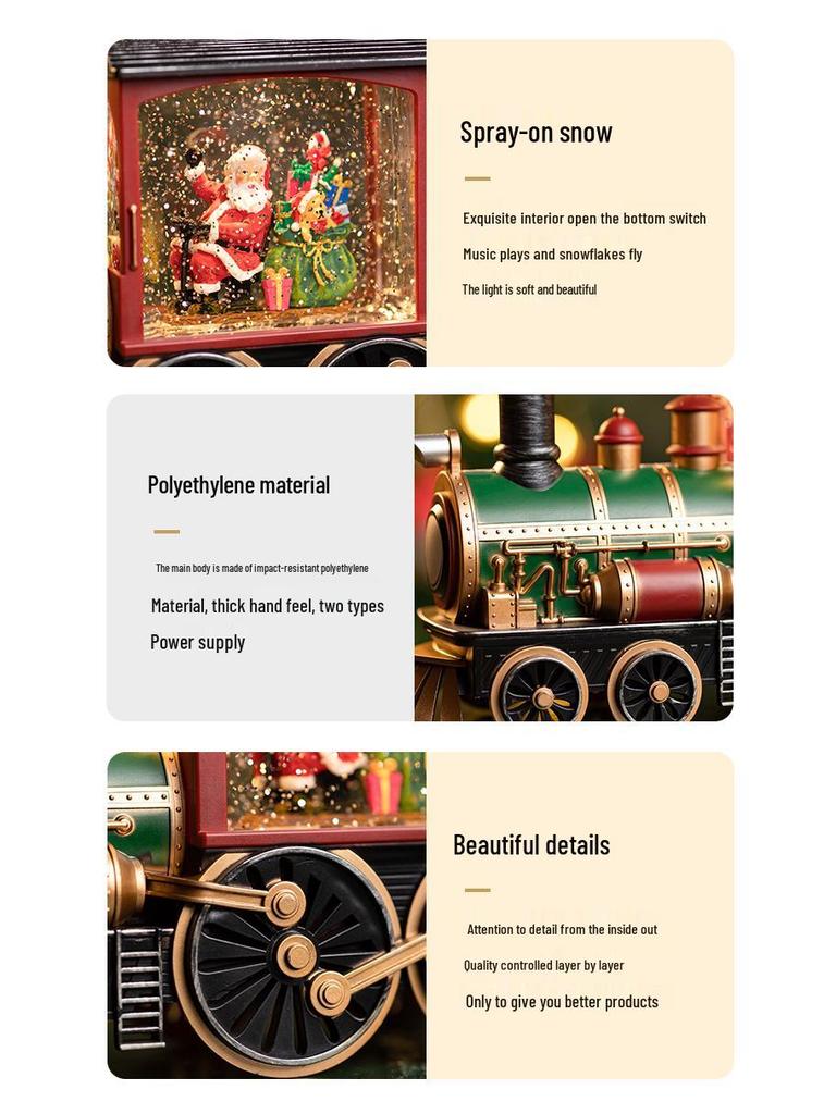 Holiday Snowfall Train Car Music Box Crystal Ball Toy for Kids & Seniors - Perfect Birthday Gift or Lamp