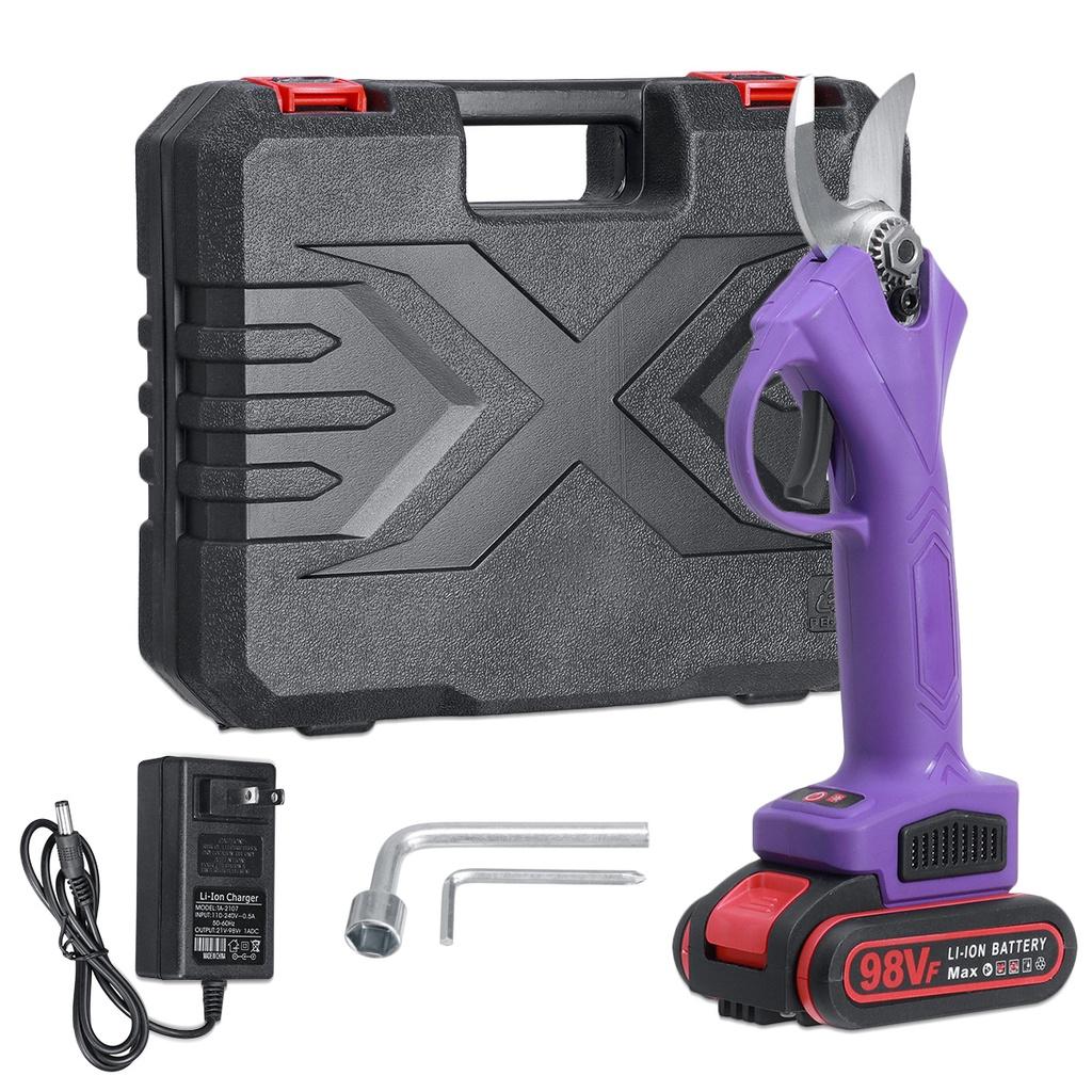 98V Cordless Pruner Electric Pruning Shear with 9700mAh Lithium-ion Battery Efficient Fruit Tree Bonsai Pruning Branches Cutter 500W