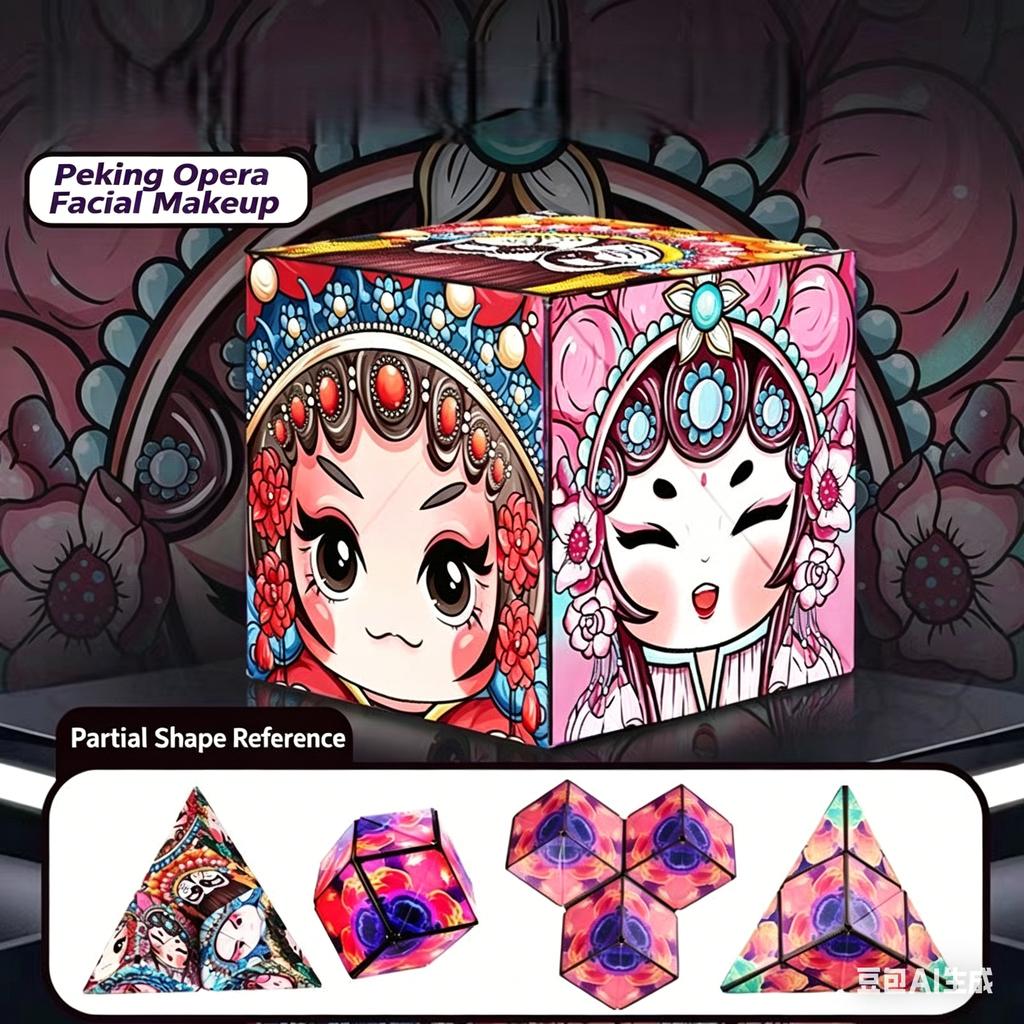 Starry Sky Themed Transforming Cube, Multi-Shape Puzzle Stress Relief Toy, Creative Transforming Board, Starry Texture Transforming Cube