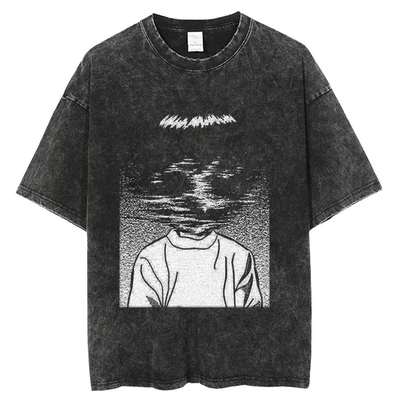 Streetwear Oversize Acid Tričko Pro Muže Ženy Thriller Komiksová Grafika Tričko Léto Prané Staré FuJiang Anime Top Trička