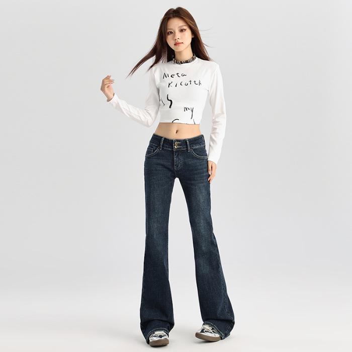 American Retro Spicy Girl Low-Rise Micro-Flare Bell Bottom Jeans - Women s Petite & Plus Length Extra Small
