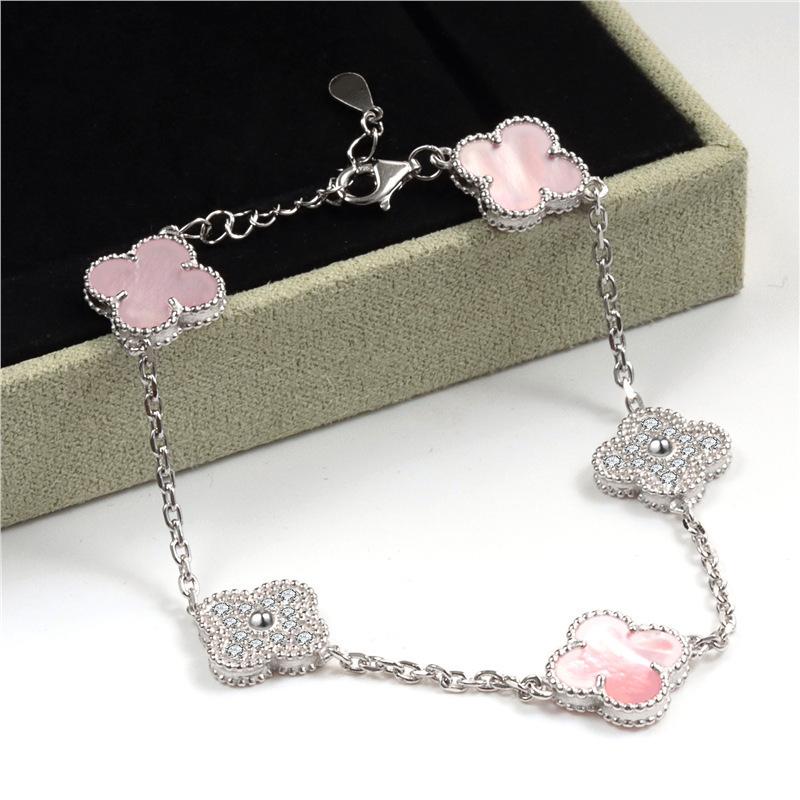 Glückliches Fünfblüten-Vierblattklee-Armband für Männer und Frauen 18K Achat Perlmutt Seiko High-End-Armband