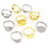 10pcs 6/8/10/12/14/15mm Gold Color Stainless Steel Adjustable Ring Settings Blank Base,Fit 6-15mm Glass Cabochons DIY Rings
