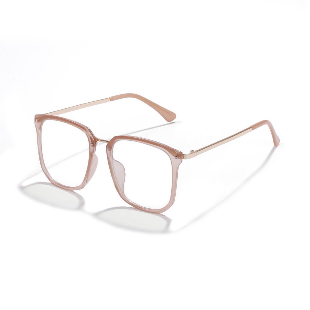 9097 Large Frame Semi-Metal Square Glasses Women, Retro Flat Mirror Trend