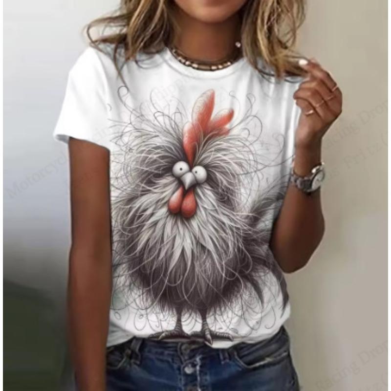 Funny Animal Women T-shirt 3d Cute Cat Duck Print Tshirt Women Fashion Graphic O-Neck Short Sleeve T Shirt White Tops Tee Kawaii