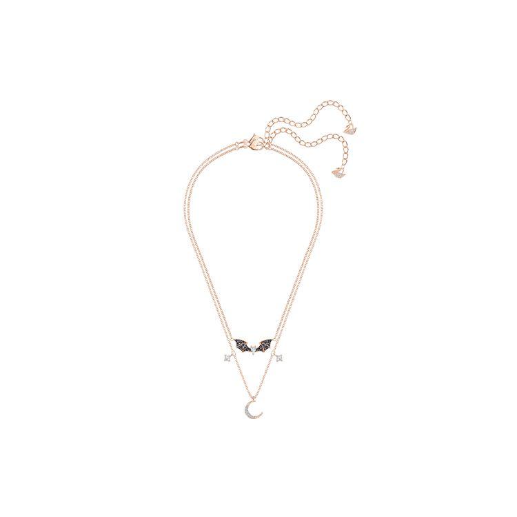 Swarovski Mysterious Bat Moon Double Chain Necklace Women necklace Rose-Gold 5491565