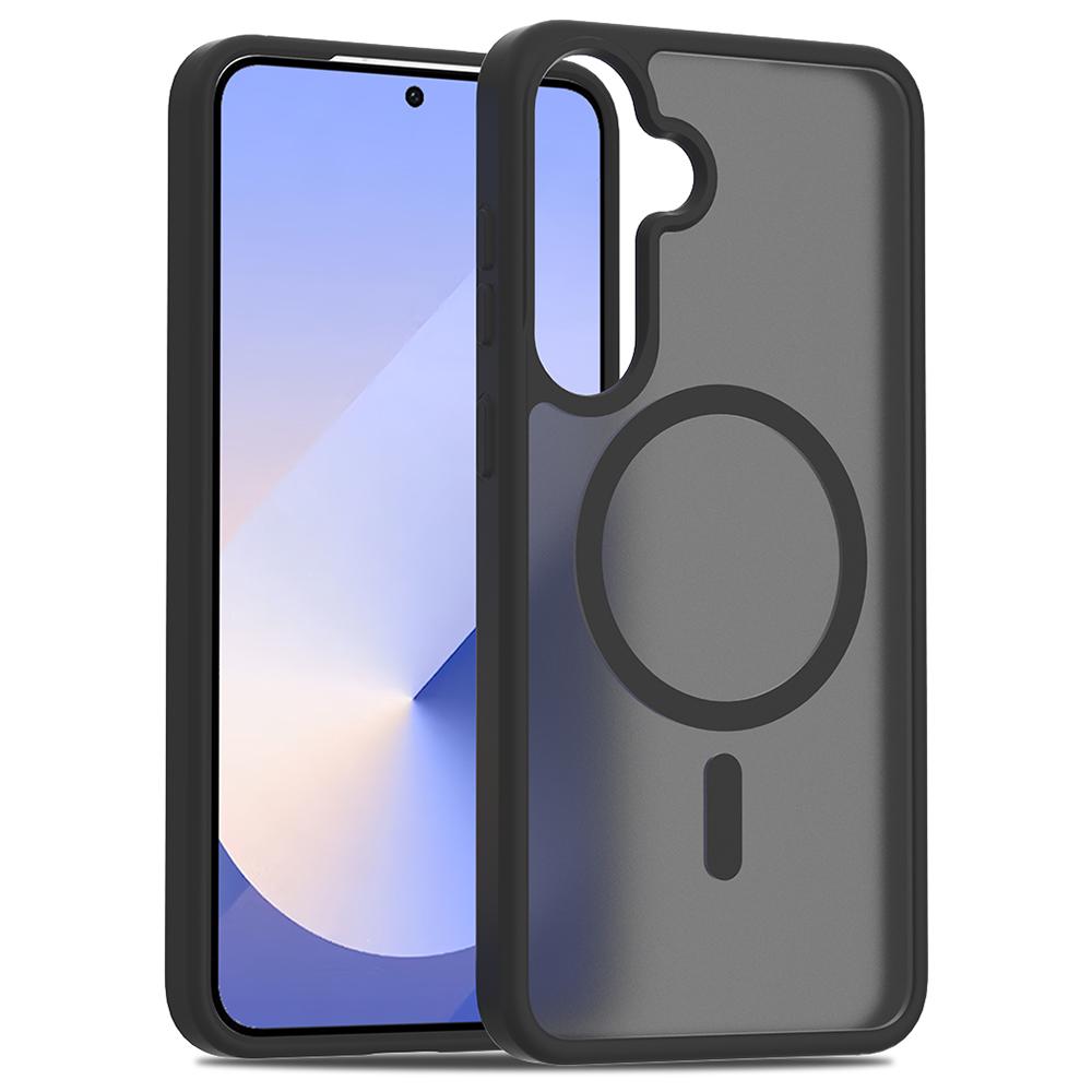 

For Samsung Galaxy S25+/S24+ Case Compatible with MagSafe TPU Frame Acrylic Back Phone Cover Skin Touch Black