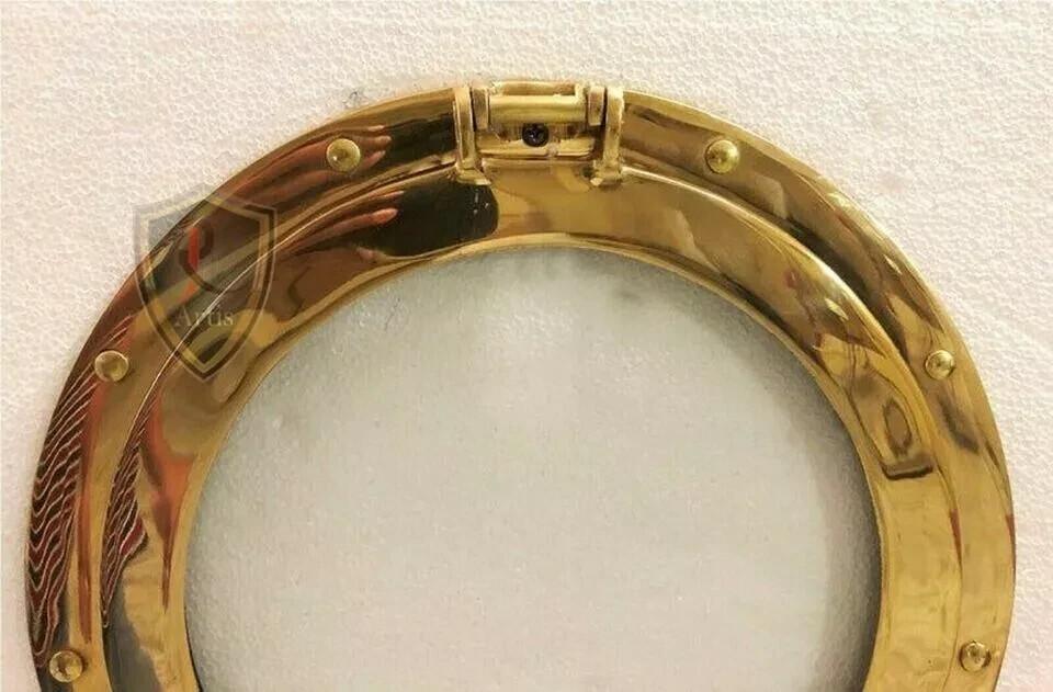 Brass 12" Glass Porthole Shiny Finish Boat Window Nautical Ship Decor