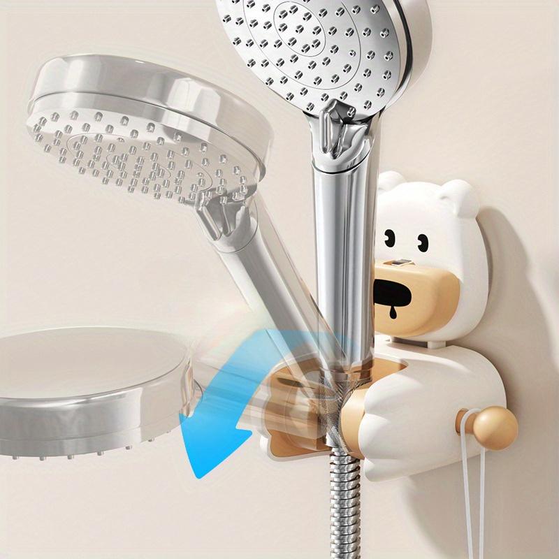 Adorable Cartoon Suction Cup Shower Head Holder Strong, Non Punching, Wall Mounted with Movable Hook for Bathroom Organization