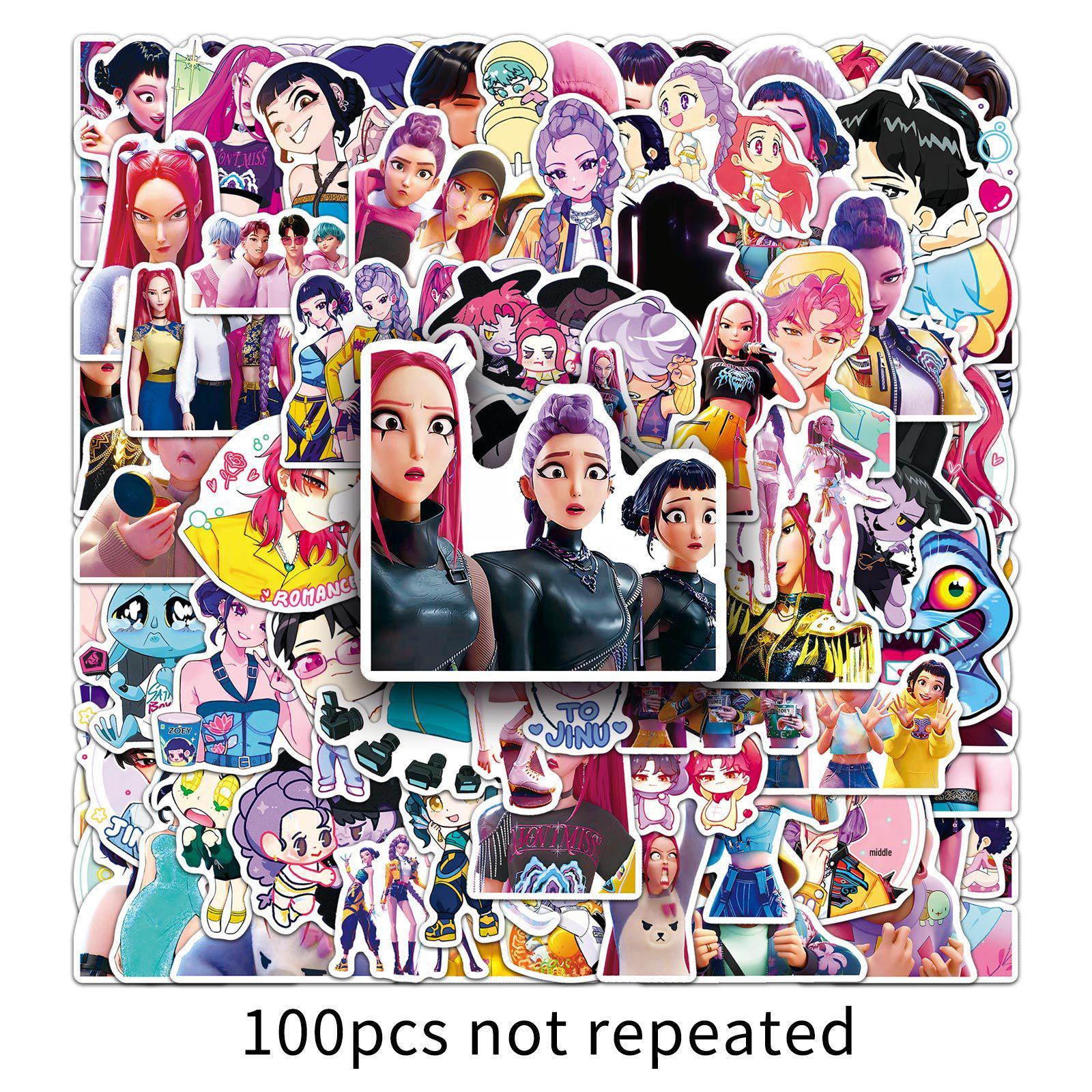 100 Witcher Anime Stickers: High-Definition Character Graphics for Phone, Computer, and Skateboard Decoration.