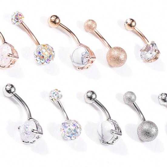 5Pcs/Set Navel Ring Short Anti-allergy Comfortable Zircon Belly Navel Piercing for Party