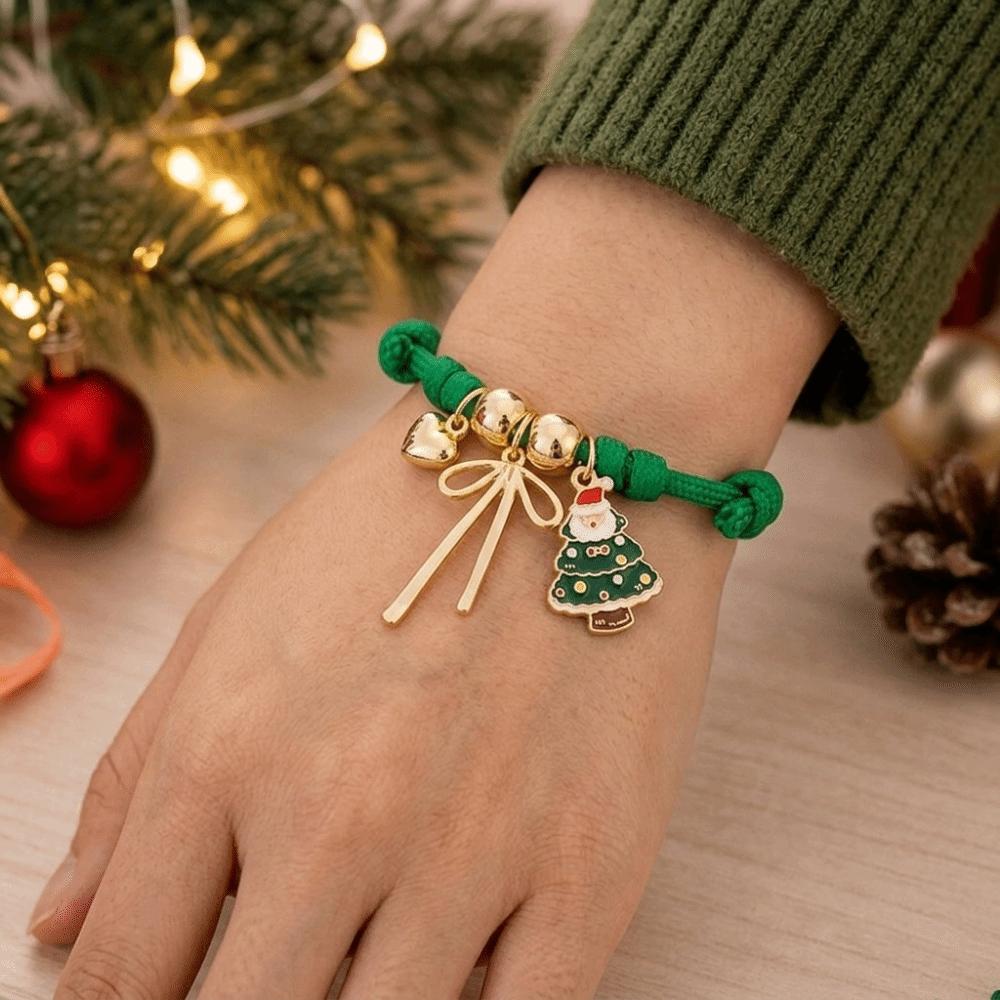 Cartoon Pendant Bracelet Santa Claus Handmade Hand Strap Christmas Braided Hand Chain New Year