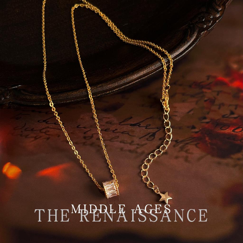 Zircon commuter necklace literary retro collarbone chain temperament simple jewelry