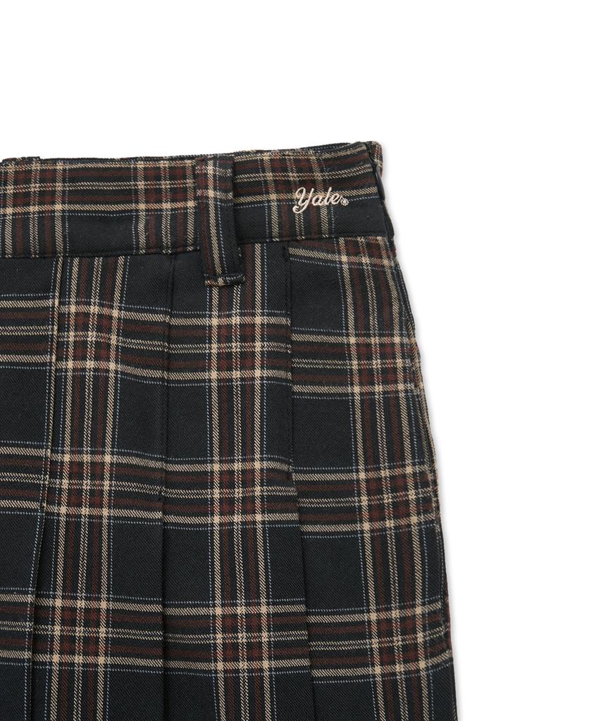 Yale Check Pleated Skirt_Brown
