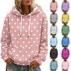 Women's Polka Dot Print Hooded Long Sleeve Sweatshirt with Pocket and Casual Top