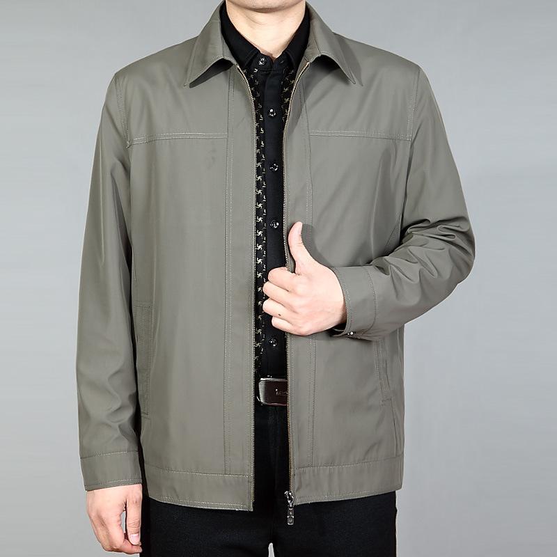 Middle-aged and Elderly Jacket Men's Fattened Plus Size Thin Lapel Business Casual Jacket Dad Spring and Autumn Coat