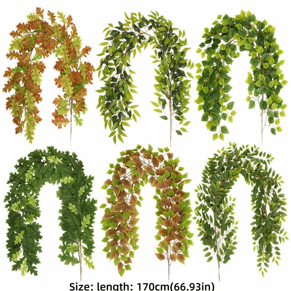Multicolor Ficus Elastica Artificial Leaves Garland 170cm Leangth Table Running Simulation Leaf Vine 3D Leaf Photo Props