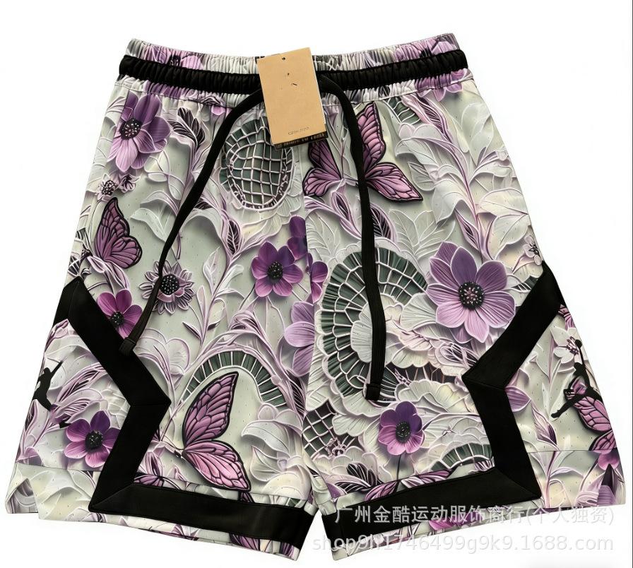 New 2026 summer loose and quick-drying men's AJ basketball shorts printed trendy sports casual pants source wholesale
