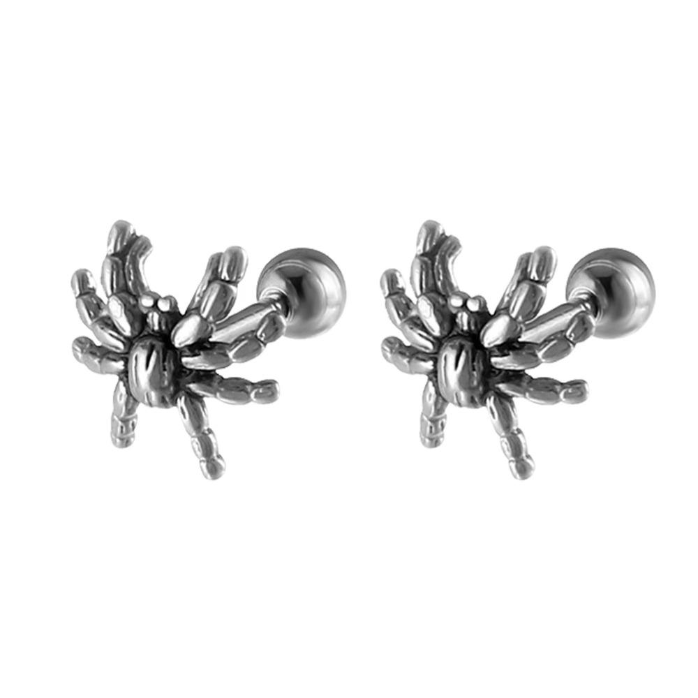 Stainless Steel Punk Rock Earrings Spider Shape Stud Design Gothic Earrings Punk Rock Design Gothic Style Spider Stud Earrings