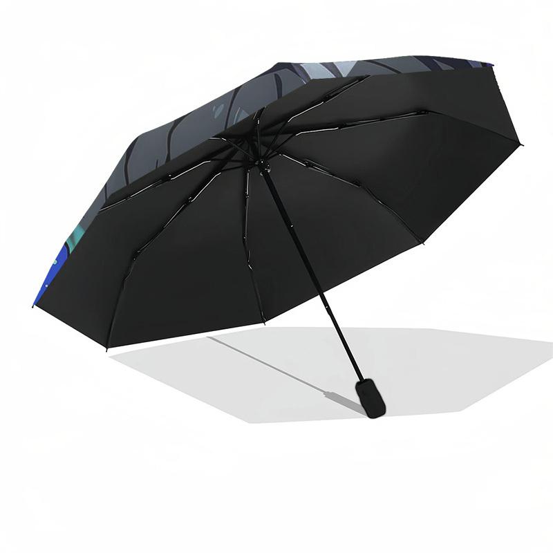 1pc Anime Character Lollipop Design Automatic Opening Umbrella with Cherry Blossom Pattern - Portable 3-Fold Design, 8-Rib Iron Frame Outdoor Umbrella