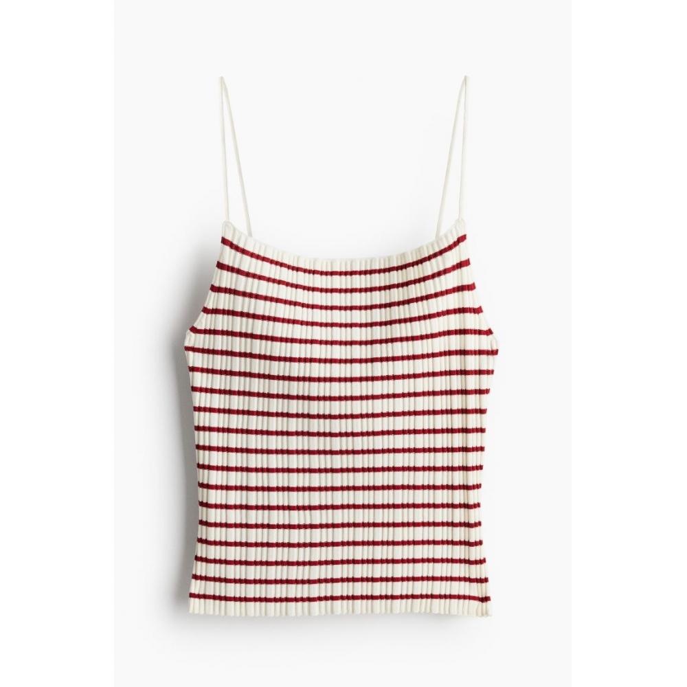 

Топ с ребристым ремешком HM, белая, красная полоска