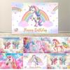 Dewprint Unicorn Birthday Decorations Backdrop for Girls Rainbow Glitter Stars Dots Happy Birthday Banner Photo Booth Props
