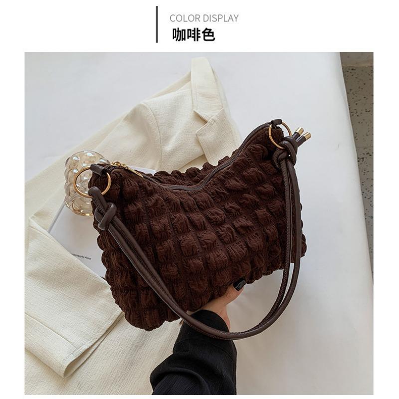 Small Fresh Bubble Bag Women's Soft Pleated Armpit Bag Girl Fashion Trendy Shoulder Bag Simple Handbag