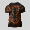 Men's Casual Round Neck T-Shirt Outdoor Sports Mountaineering Short Sleeve 3D Dog Bear Print Summer Breathable Men's T-Shirt Top