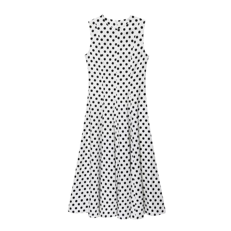 Kaslead New Women Clothes Western Style Fashion Slimming Polka Dot Midi Sleeveless Dress 2183057