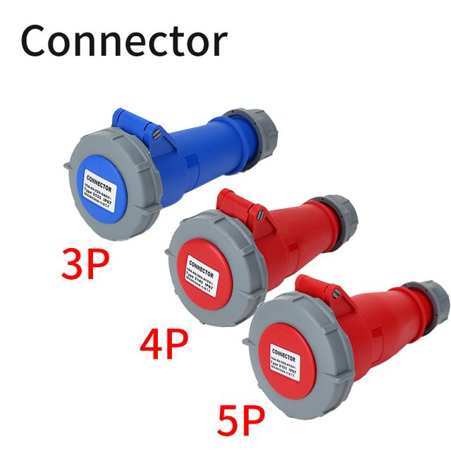 Průmyslový konektor Samec Zástrčka 3P/4P/5Pin Elektrický konektor 16A 32A IP67 Vodotěsná nástěnná zásuvka 220V 380V