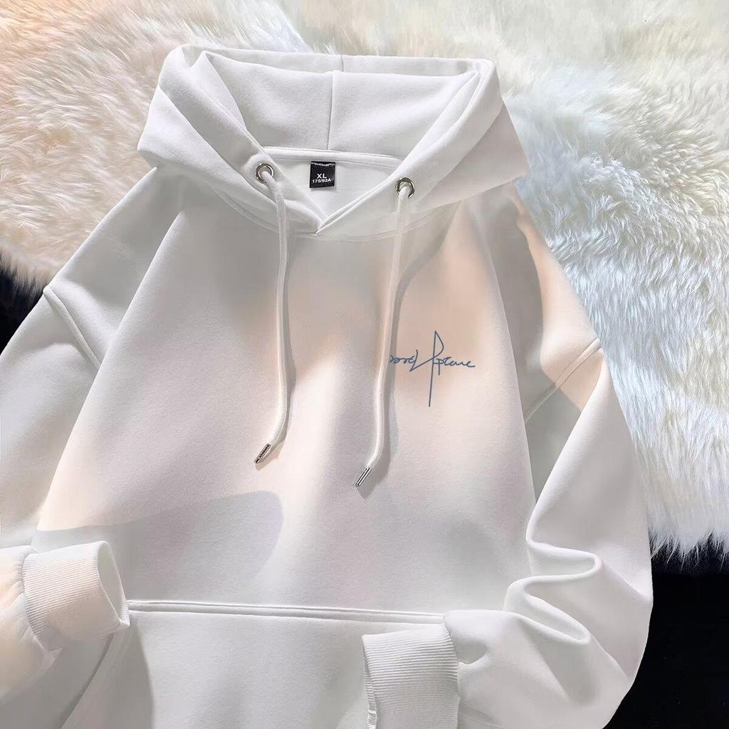 Hooded Sweater Men's Autumn and Winter Heavy Fleece Versatile Trend Letter Printing American Student Clothes Jacket